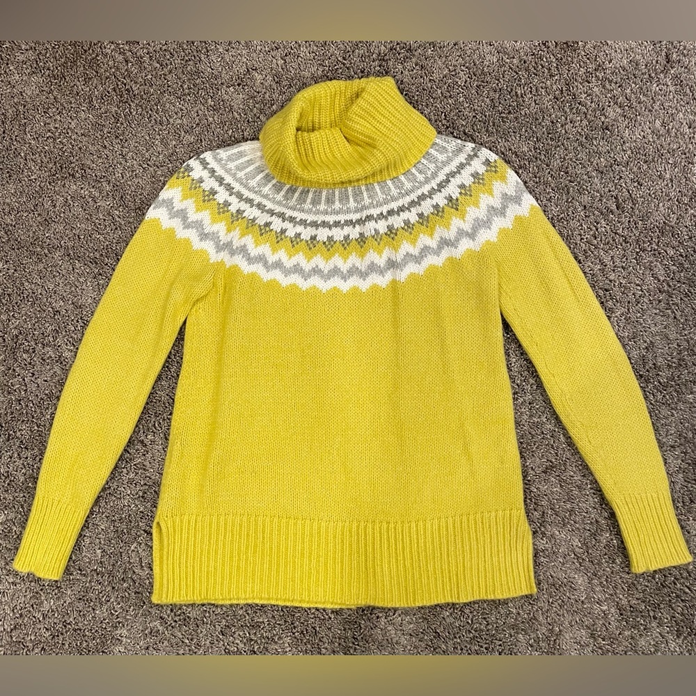 LOFT Fair Isle Turtleneck Sweater, Size M
